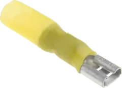 FH63X08GE-S - Steckhülse 6,3x0,8 6,0mm gelb mit Schrumpfschlauch