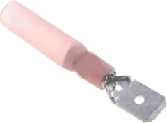 FS63X08RT-S - Kabelschuh-Flachstecker, isoliert 6,3x0,8mm rot mit Schrumpfschlauch