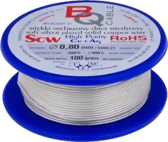 SCW-0,80/100 - Silver plated wire 0,80mm reel 0,1 kg 22m
