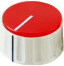 DKN36,5x21,8 - Drehknopf mit Zeiger; 36.5x21.8mm; rot; Achse 6.1mm