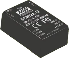 SCW03A-12 - DC/DC-Wandler Uein 9-18VDC: Uaus +12VDC 250mA 3W