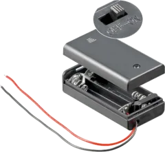 12443 - Battery Holder 2xMignon AA housing with cables and switch black