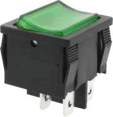KWS74 - Wippenschalter 250VAC/6A - DPST beleuchtet (230V) grün
