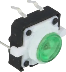 TACT-24N-F-IG - Tactile switch SPST-NO 12VDC 50mA with green LED 12x12x7mm P5x12.5mm
