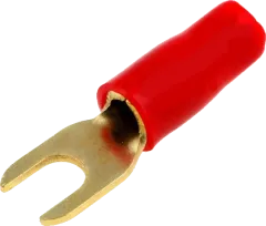 GKS-M4/10R - vergoldeter Gabelkabelschuh M4 10mm² isoliert, rot