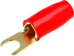 GKS-M4/4R - vergoldeter Gabelkabelschuh M4 4mm² isoliert, rot