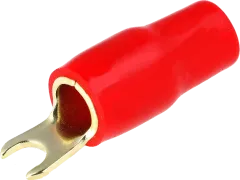 GKS-M4/20R - vergoldeter Gabelkabelschuh M4 20mm² isoliert, rot