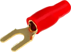 GKS-M4/6R - vergoldeter Gabelkabelschuh M4 6mm² isoliert, rot