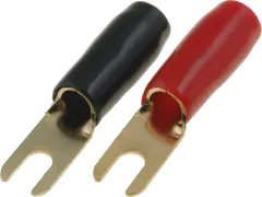 GKS-M4/4-20x - vergoldete Gabelkabelschuhe, M4,4mm²,isoliert,10x schwarz + 10x rot