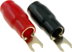 GKS-M4/16-20x - vergoldeter Gabelkabelschuh M4 16mm² isoliert, 10x schwarz und 10x rot