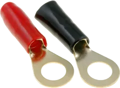 RKS-M8/16-20x - vergoldeter Ringkabelschuh M8 16mm² isoliert, 10x schwarz und 10x rot