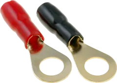 RKS-M8/10-20x - vergoldeter Ringkabelschuh M8 10mm² isoliert, 10x schwarz und 10x rot