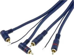 RCA-HQ2.500.2 - 2 gerade+2 abgewinkelte RCA-Stecker Verlängerung 5m blau