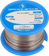 BROF60-05/01H - Lötdraht 0,5mm 100g auf Spule bleihaltig Sn60Pb40 Flussmittel halogenhaltig, Kolophonium, No Clean