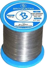 BROF60-07/05H - Lötdraht 0,7mm 500g auf Spule bleihaltig Sn60Pb40 Flussmittel halogenhaltig, Kolophonium, No Clean