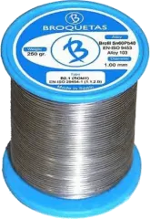 BROF60-10/01H - Lötdraht 1mm 100g auf Spule bleihaltig Sn60Pb40 Flussmittel halogenhaltig, Kolophonium, No Clean