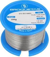 BROF60-12/01H - Lötdraht 1,2mm 100g auf Spule bleihaltig Sn60Pb40 Flussmittel halogenhaltig, Kolophonium, No Clean