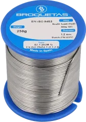 BROF60-12/025H - Lötdraht 1,2mm 250g auf Spule bleihaltig Sn60Pb40 Flussmittel halogenhaltig, Kolophonium, No Clean