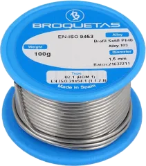 BROF60-15/01H - Lötdraht 1,5mm 100g auf Spule bleihaltig Sn60Pb40 Flussmittel halogenhaltig, Kolophonium, No Clean