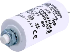 4.16.10.06.27 - Motor starting capacitor 4uF 425V 28x55mm ±5% 2x6.3mm blade terminals