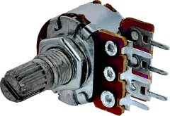 R16148-1B-3-A100K - Kohleschicht-Potenziometer, logarythmisch stereo 100K 63mW Achslänge: 9mm, M10x0,75