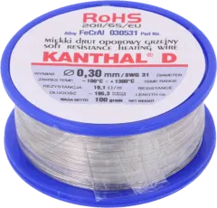 KANTHAL-D-0.30/100 - Widerstandsdraht, -100÷1300°C, Ø=0.3mm