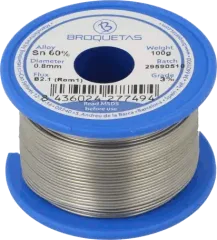 BROF60-08/01H - Lötdraht 0,8mm 100g auf Spule bleihaltig Sn60Pb40 Flussmittel halogenhaltig, Kolophonium, No Clean