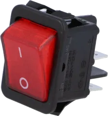 R2101C5GBR9NWC - Rocker Sw. DPST 16A 250V Blk/Red Light.