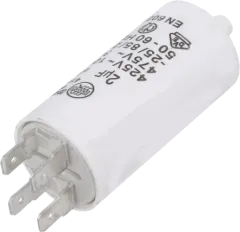 4.16.10.01.64 - Motor starting capacitor 2uF 425V 28x55mm, 2x6.3mm blade terminals