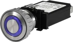 T12-22116MSM22RIBL - Thermal circuit breaker with blue LED 16A 240VAC, 28VDC SPST Ø19m