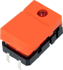 B3J-2200 - Taster SPST-NO 24VDC 0.85A orange mit roter LED 18x12x10.3mm RM9x12.5mm