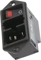 DD11.0123.1111 - IEC Stecker mit Schalter DPST 250VAC/10A rot beleuchtet und mit Sicherungshalter