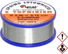 LC60-0.56/0.1 - Lötdraht 0.56mm 0.1kg auf Spule bleihaltig Sn60Pb40 Flussmittel halogenhaltig, Kolophonium, No Clean