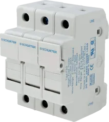 0091.0002 - Sicherungs-Halter für 3 zyldrische Sicherungen 10.3x38mm auf DIN-Schiene